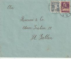 Schweiz-Brief Nesslau-Mischfrankatur 1921