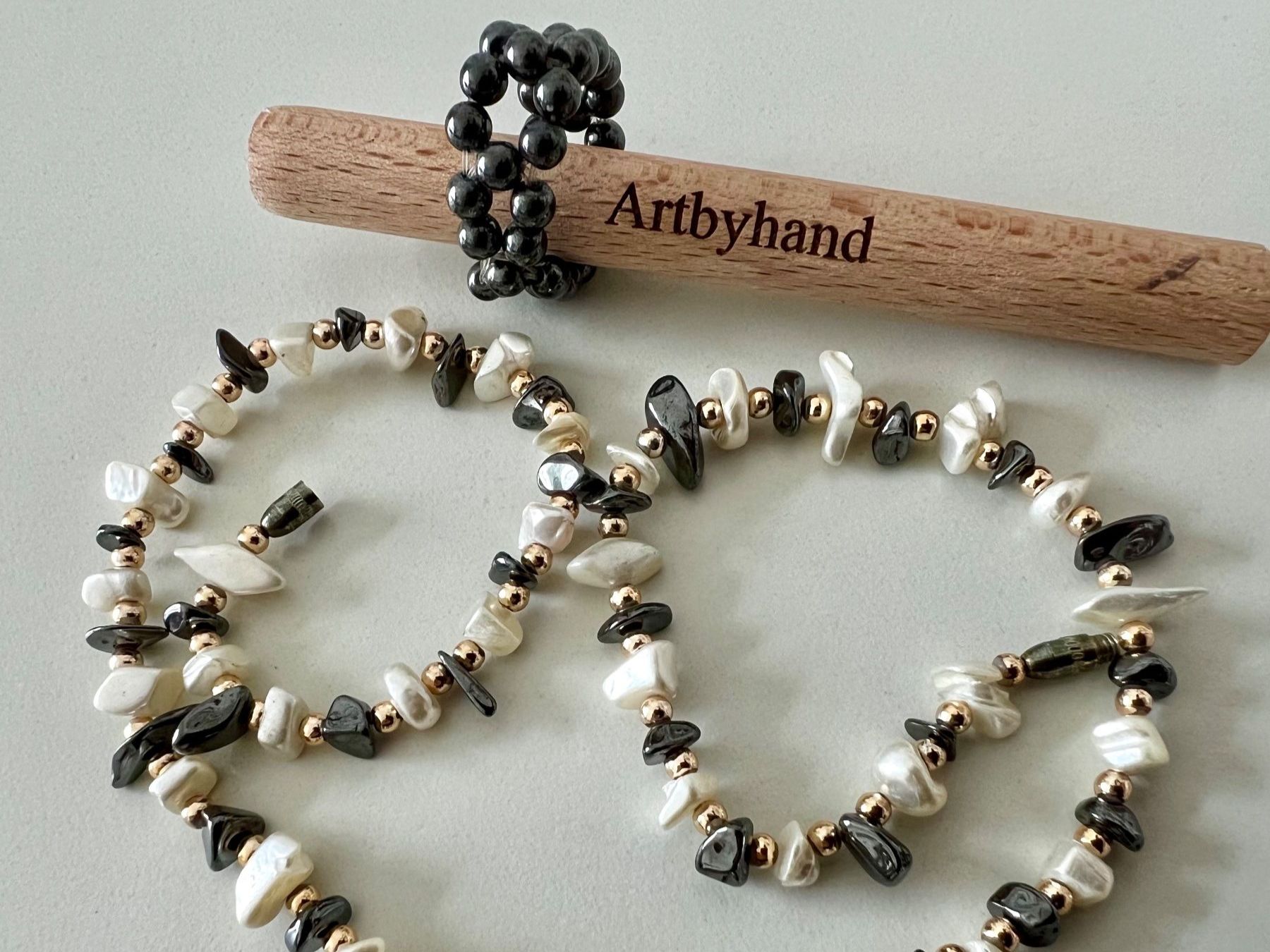 Sonstiger Schmuck: Echte Perlen & Hämatit - Edles Collier mit passendem Ring – Gebraucht aus Ruswil von artbyhand 4