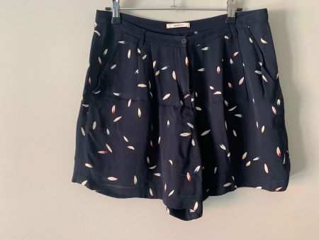 Sessùn Gr. 38 dunkelblaue Feder-Print Sommer-Shorts