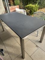 Gartentisch Steinplatte Metallgestell guter Zustand
