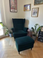 Samt Sessel inkl. Hocker