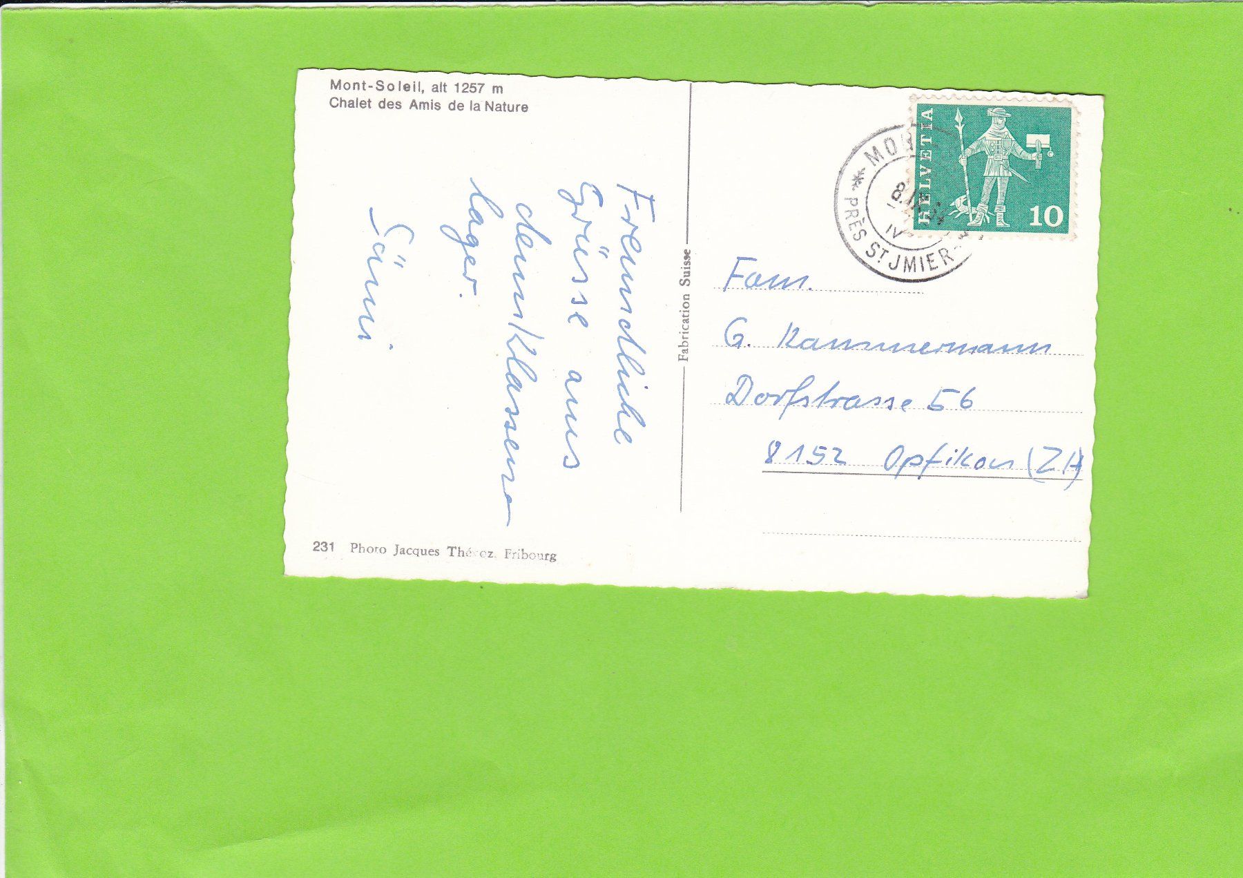 Cartoline postali: Mont-Soleil, alt 1257 m – Usato da St. Peterzell venduto da neckertal 1