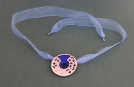 Anhänger 925 Silber mit synthetischem Stein an Seidenband