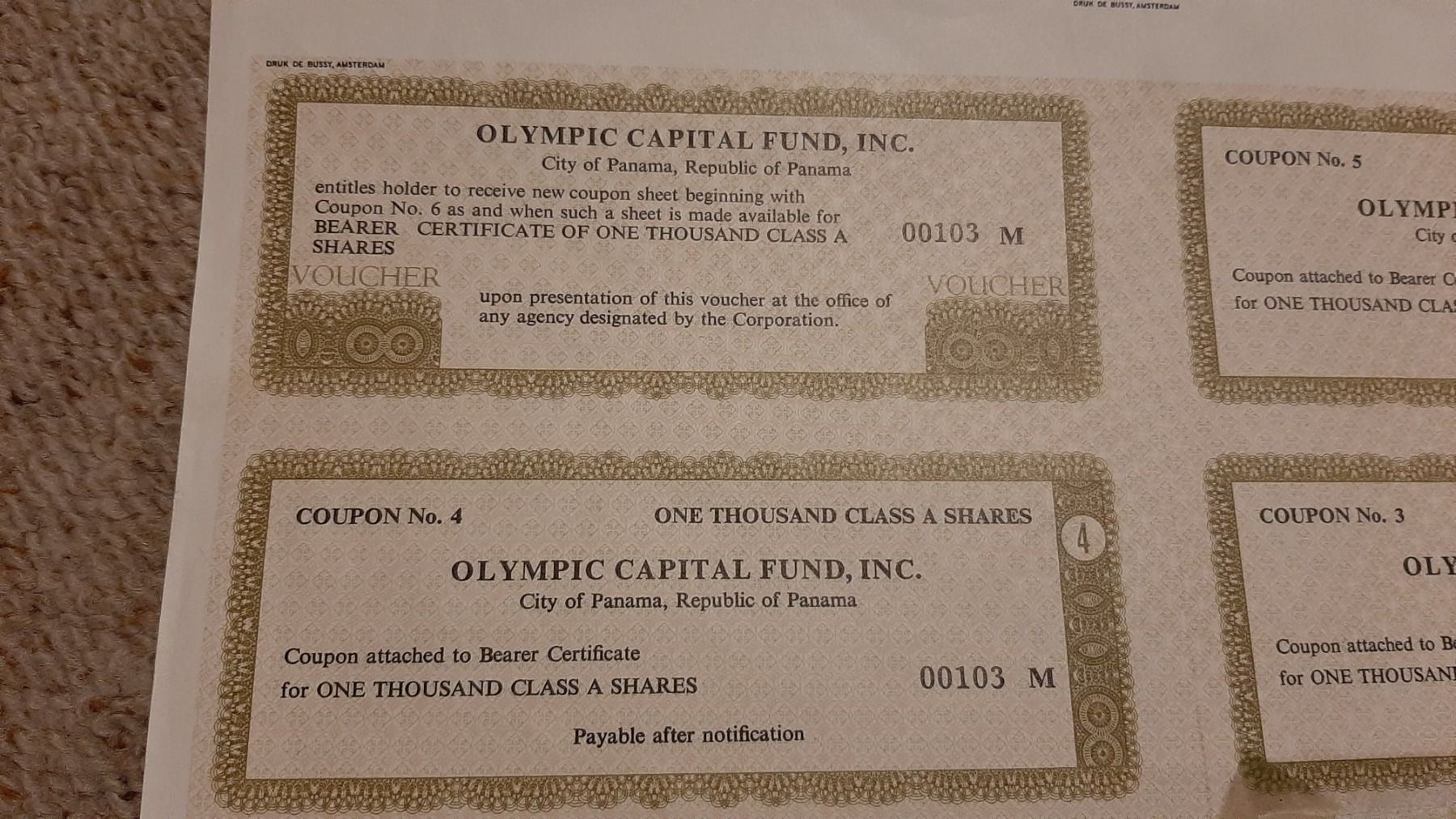 Documenti: Aktie Olympic Capital Fund, inc., Panama – Usato da Porza venduto da ulletta1 4