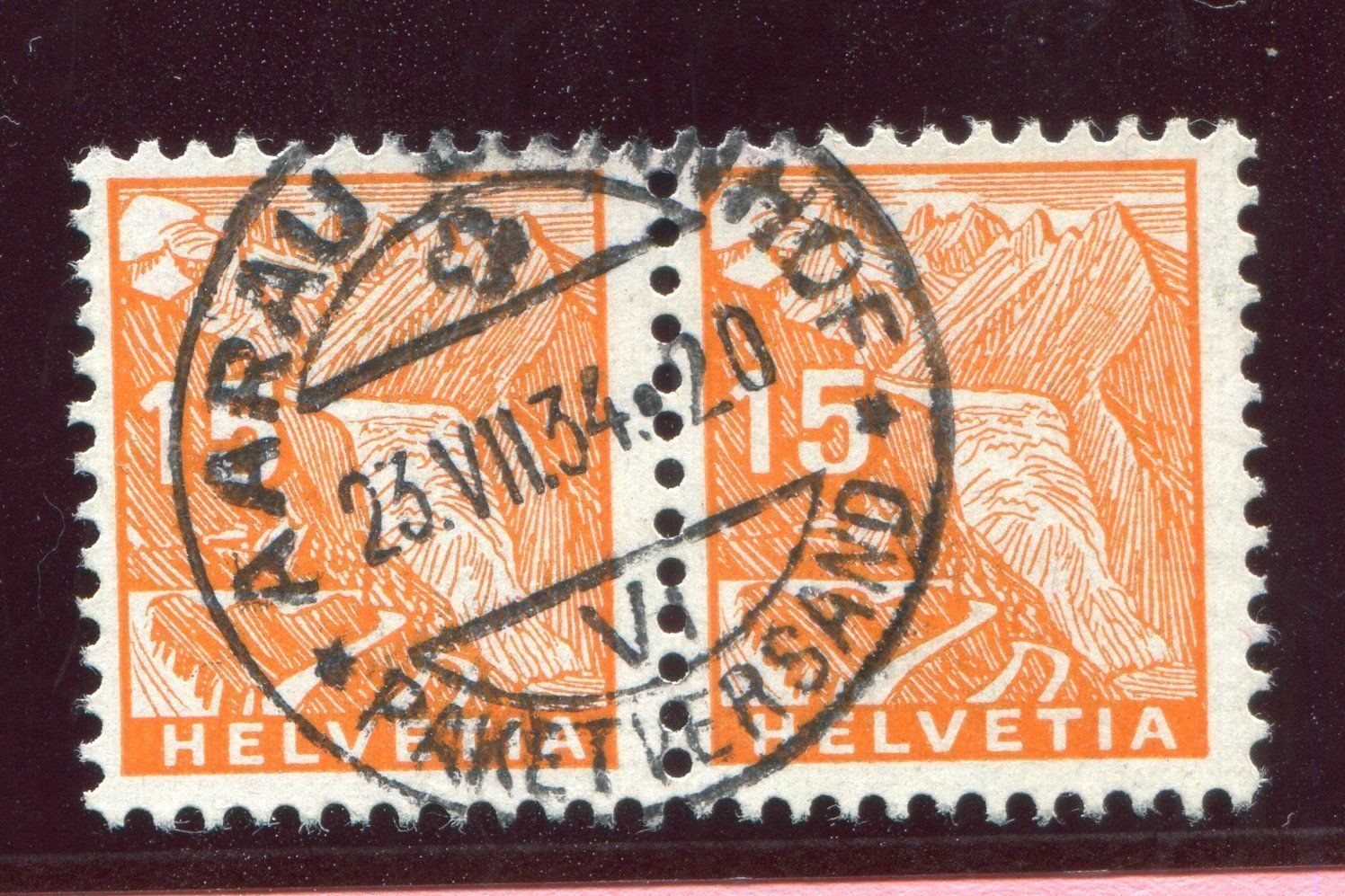 Tutti i francobolli: AARAU-Bahnhof  23.VII.34   PAKETVERSAND – Usato da Aarau venduto da kufi44