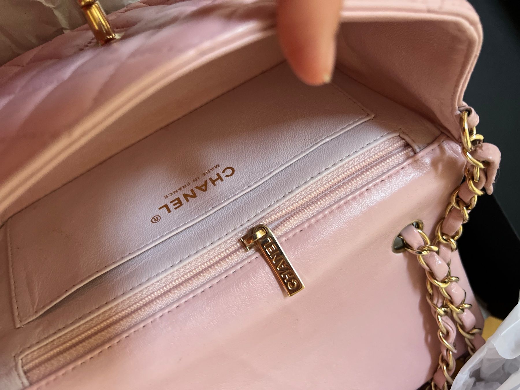 Chanel Borse: Chanel Mini Rectangular Flap Bag Pink Leather Authentic – Usato da Zürich venduto da amber123 4