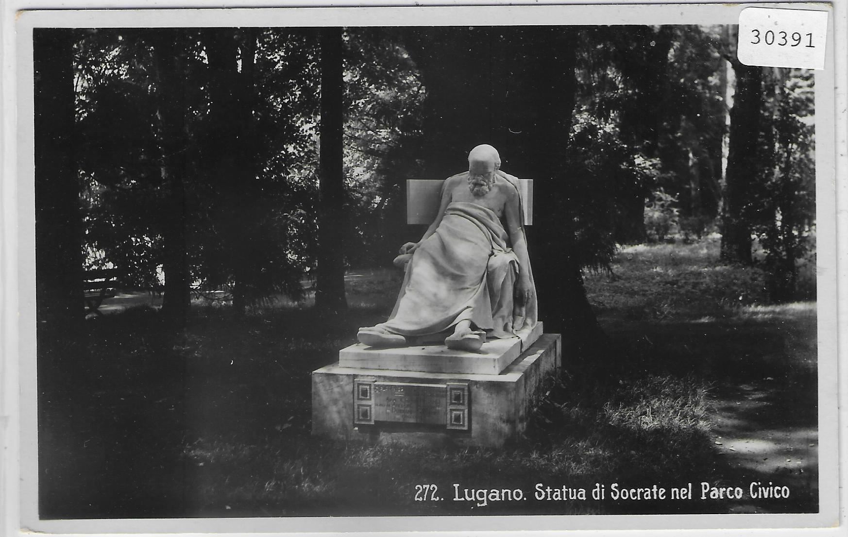 Ansichtskarten: Lugano - Satua di Socrate nel Parco – Gebraucht aus Ettingen von Kartenplanet