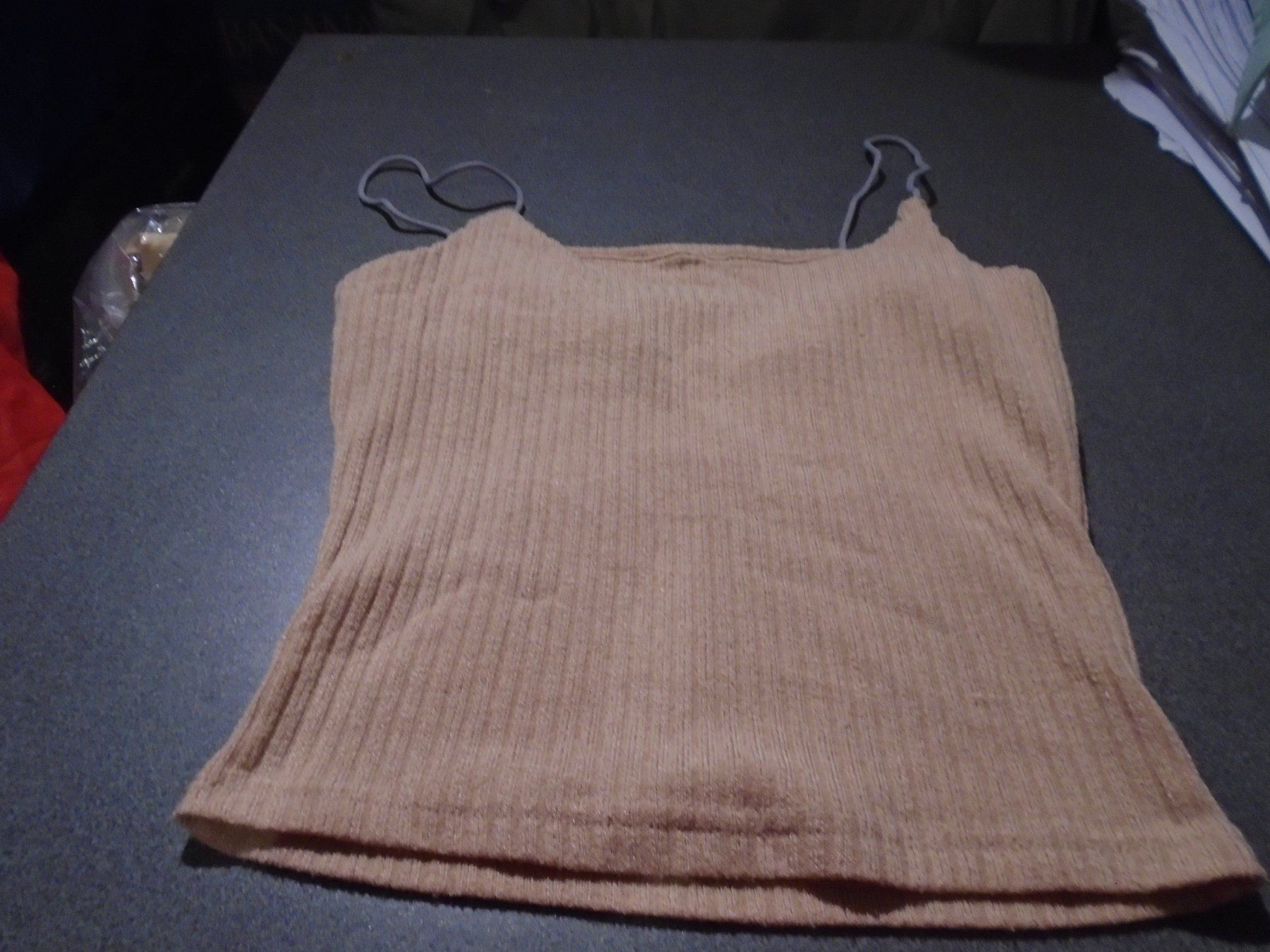 Shein Top: Top Grösse S, Shein, hellbraun/graue Träger – Usato da Zürich venduto da Motzkuh