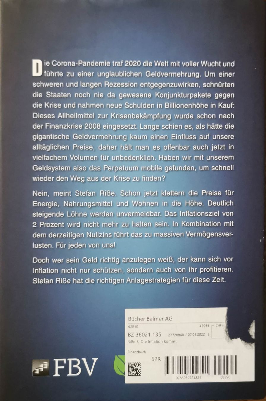 Libri: Die Inflation kommt - Stefan Risse – Usato da Bern venduto da Libre_raria 1