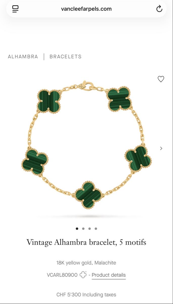 Van Cleef Bracciali & Braccialetti: Van Cleef Arpels Alhambra Malachite – Nuovo (secondo la descrizione) da Zürich venduto da WATCHROOM 3
