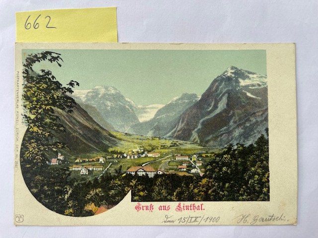Cartoline postali: Gruss aus Linthal, 1900 mit Stempel – Usato da Niederwil AG venduto da dahu75