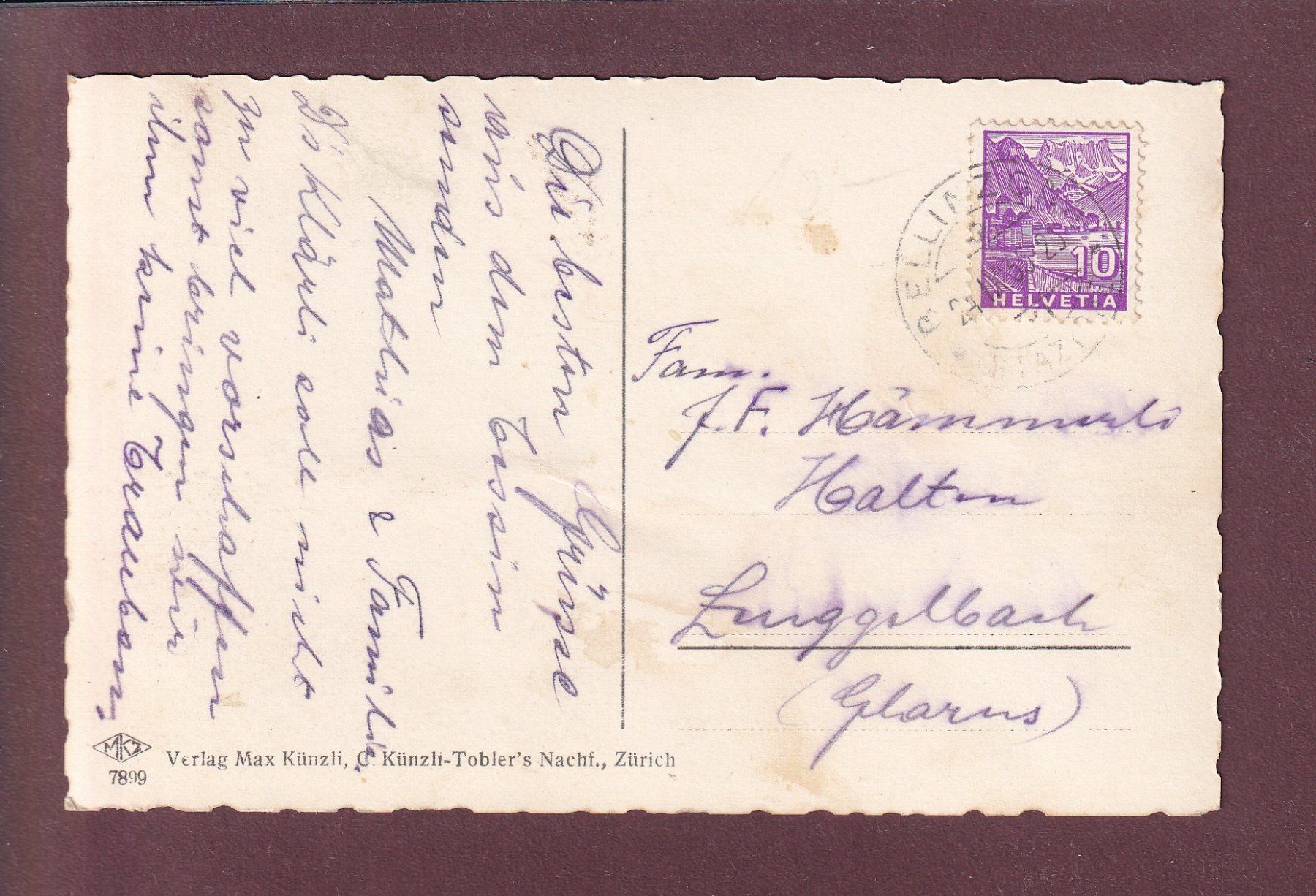 Cartoline postali: BELLINZONA - Stazione - 1935 – Usato da Pully venduto da nicecards 1