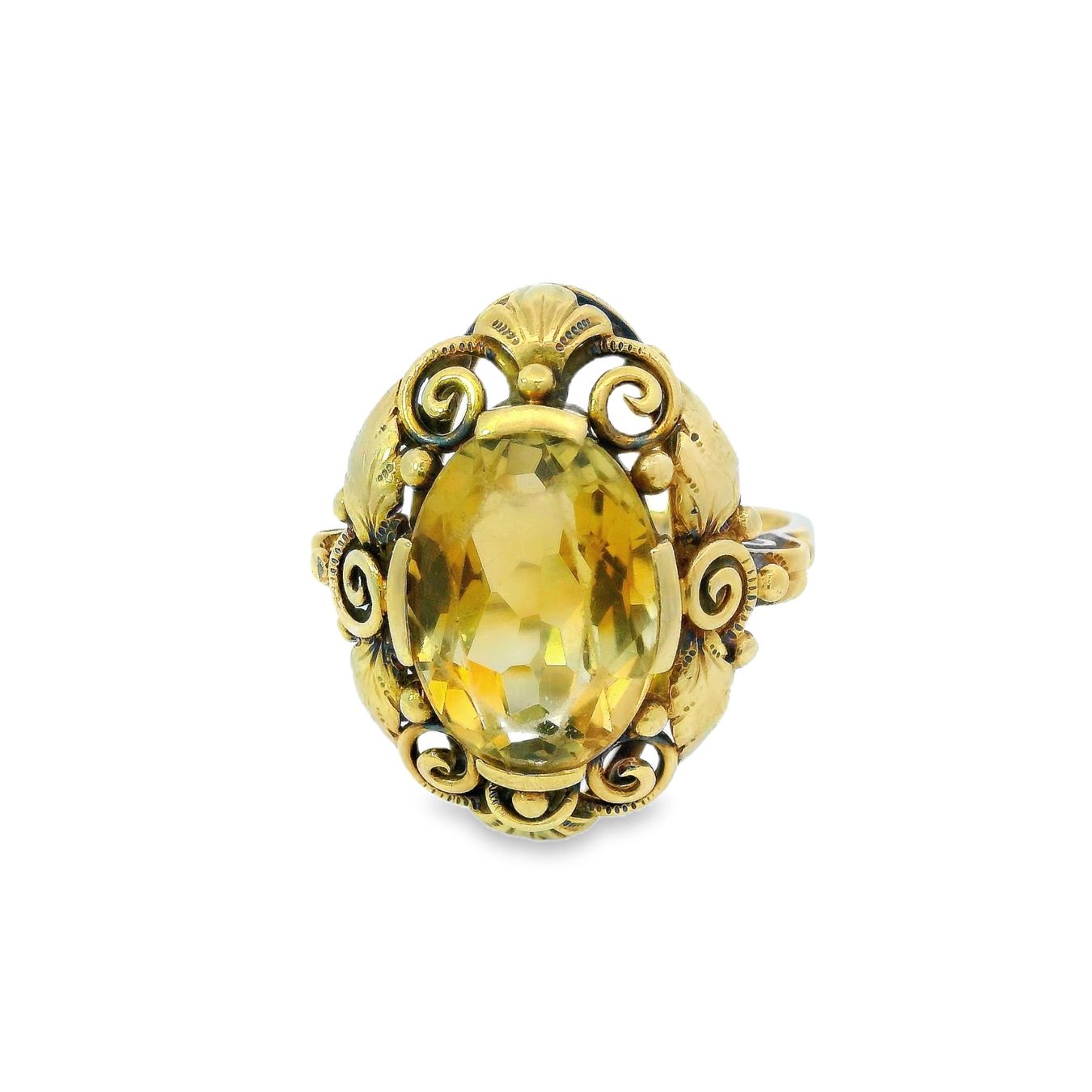 Anelli: Antik 14k 585 Gold Citrin Statement Ring – Usato da Embrach venduto da estzeh1 7