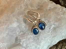 mega Ohrringe m Kyanite oval klassisch 925 Silber Brissuren