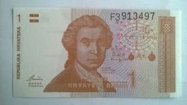 Billet banque Croatie 1 Dinara série 1991 UNC