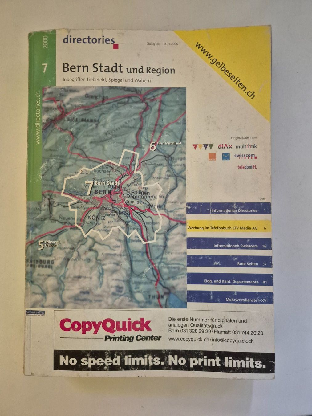 Libri: Bern Stadt und Region, Telefonbuch 2000 – Usato da Langendorf venduto da zvonu161