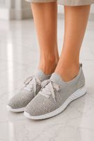 Damen Sneaker Grau mit Glitzer – Komfortschuhe Herbst