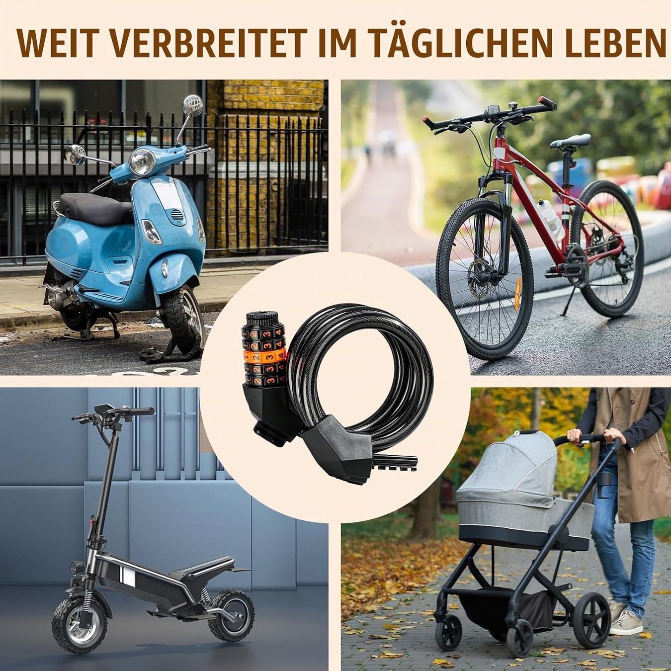 Lucchetti: Fahrradschloss mit 5-Stellig Zahlencode, 120cm/12mm – Nuovo e nell'imballaggio originale da Bülach venduto da CNSHA 1