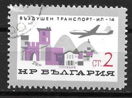 Bulgarien 1965: Flugzeug Il-14 über Plovdiv