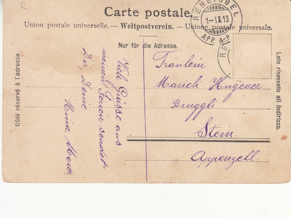 Cartoline postali: Rehetobel 1913 – Usato da Bürglen TG venduto da StampGraf 1