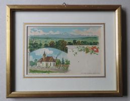 1899 Schwaderloh, Litho-Karte in Echtgold Rahmen