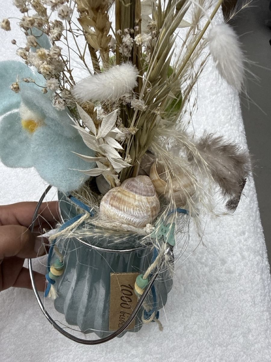 Toutes les décorations: Décoration florale séchée vase bleu clair ornement – Neuf (Voir description) à Chenens par anasantos90 1
