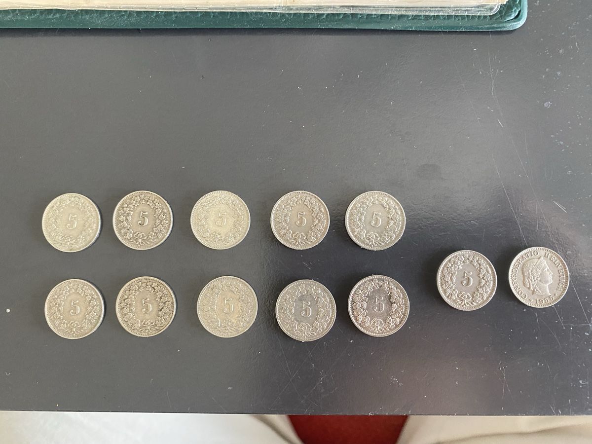 Alle Münzen: Pièces 5 centimes Confédération Suisse 1910-1962 – Gebraucht aus Lausanne von Csamadhi 8