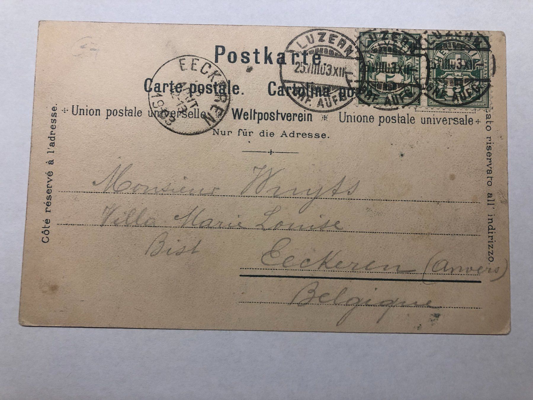 Cartoline postali: Luzern mit Vierwaldstättersee 1903 – Usato da Pfäffikon ZH venduto da Waltoversand 1