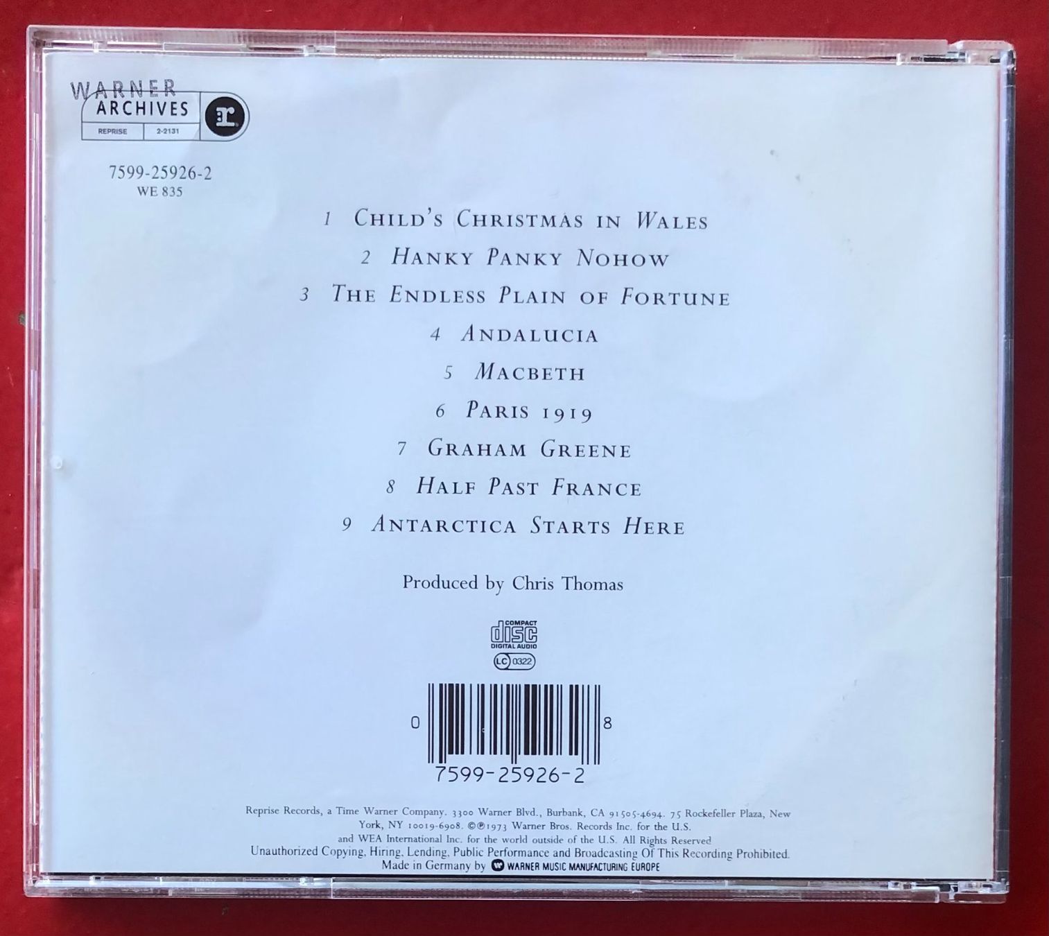 CDs: John Cale – Paris 1919 CD, Art Rock – Gebraucht aus Luzern von Schlafenicht00 1