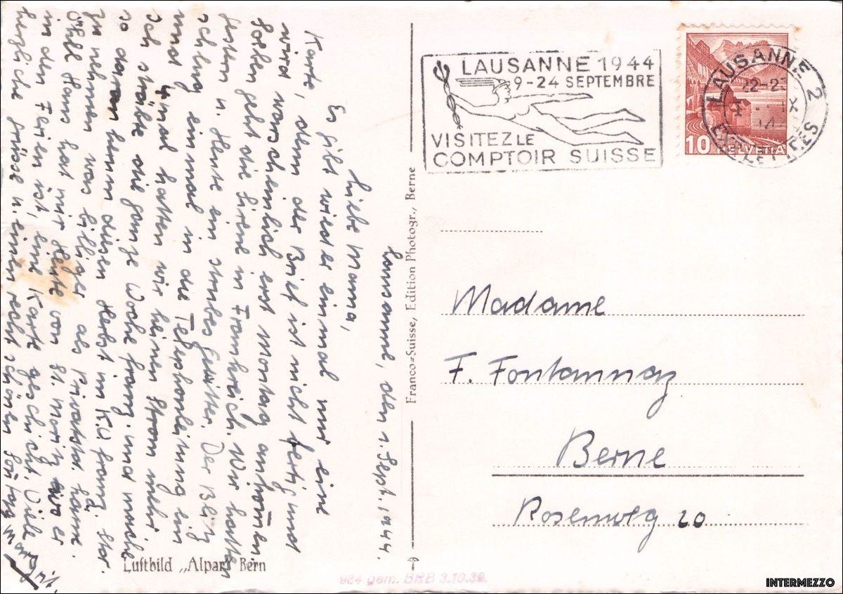 Cartoline postali: Uttigen BE // 1944 Fliegeraufnahme – Usato da Basel venduto da intermezzo12 1