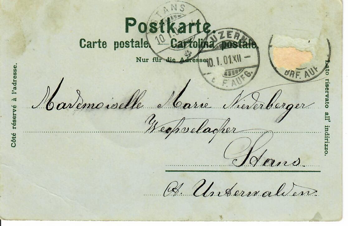 Ansichtskarten: Gruss aus Luzern 1901 – Gebraucht aus Hochdorf von Ziegel-16 1