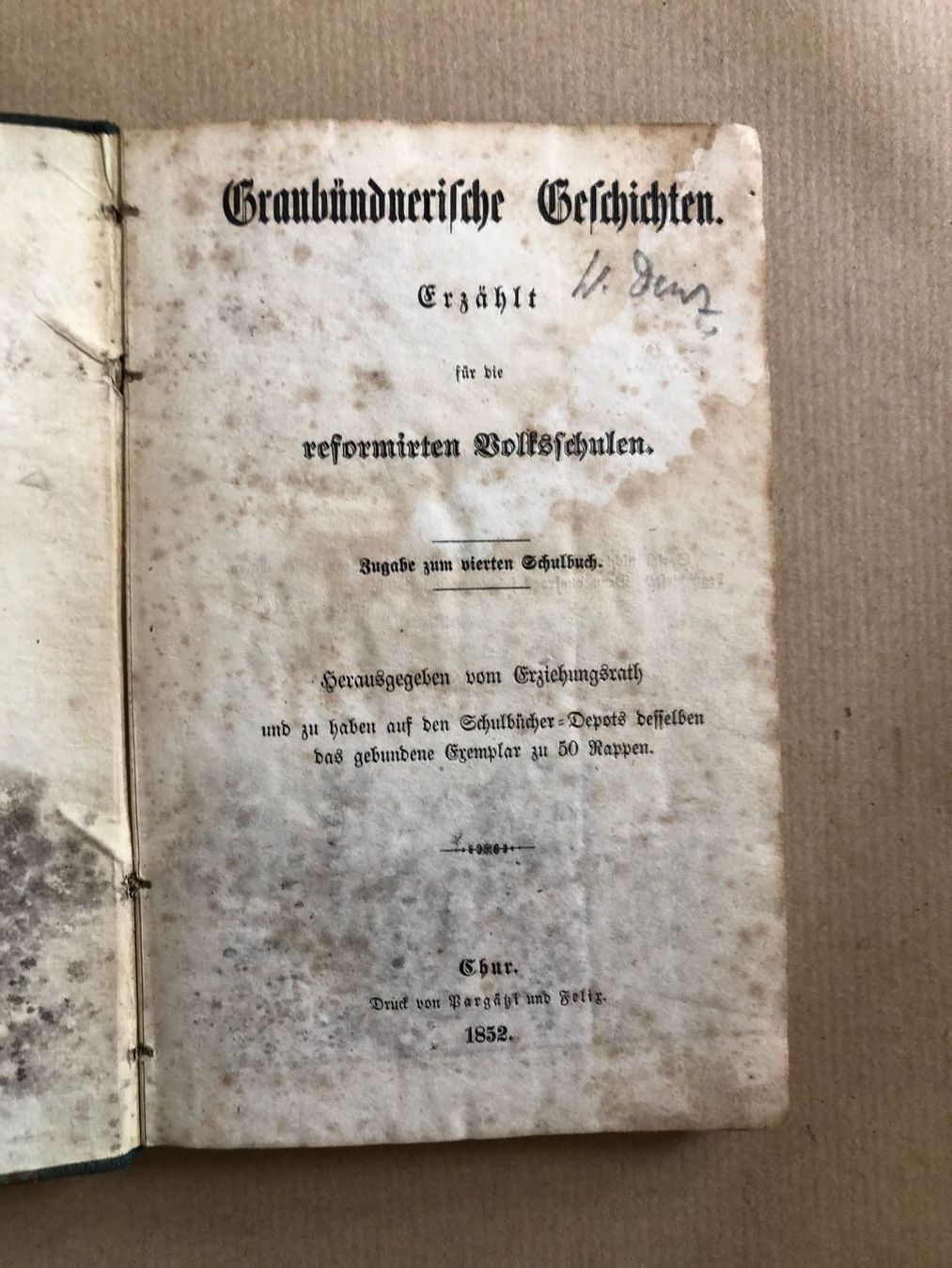 Livres: Graubündnerische Geschichten 1852 – D'occasion à Zürich par allp 1