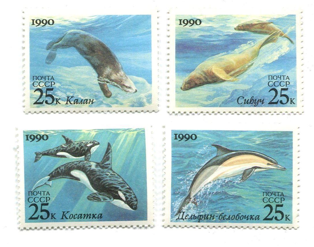 Tutti i francobolli: Briefmarken "Wale, Delfine, Seeotter". UdSSR. – Nuovo e nell'imballaggio originale da Basel venduto da Butsch5