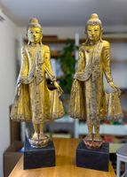 Paar antike Buddha Figuren vergoldet – 125 cm