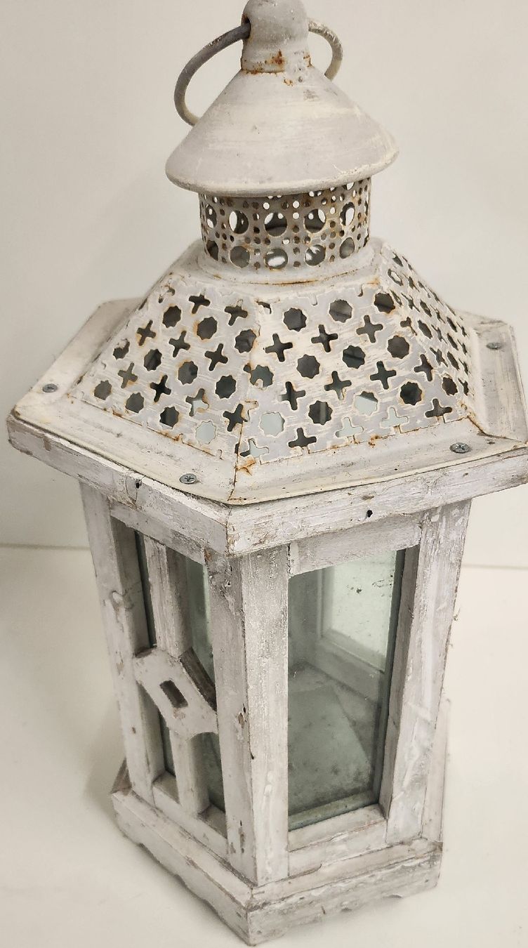 Lanterne: Shabby Chic Windlicht Laterne weiss – Usato da Tuggen venduto da Zweitechanceboutique 1