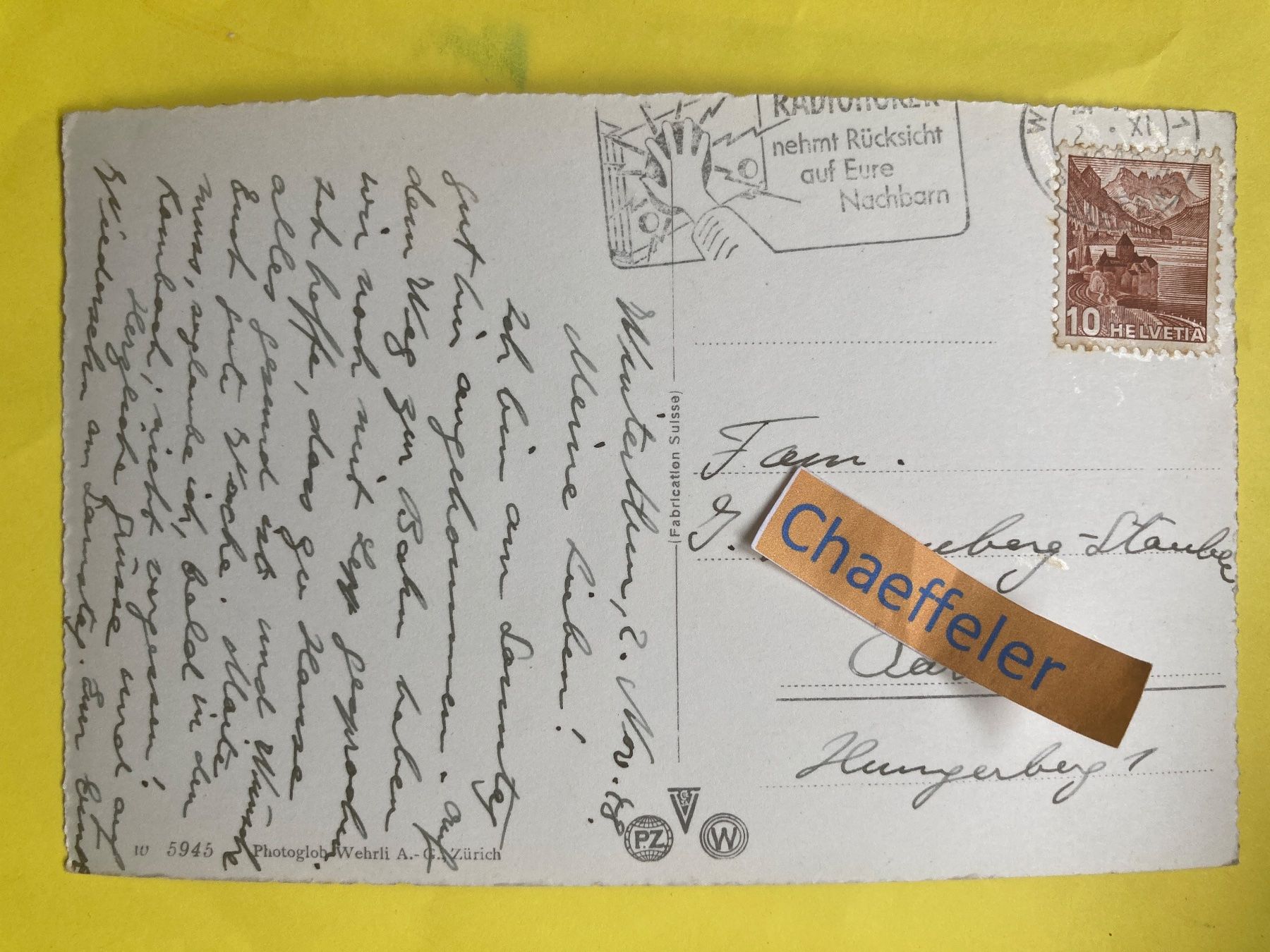 Cartoline postali: 1948 Klöntalersee – Usato da Zürich venduto da Chaeffeler 1