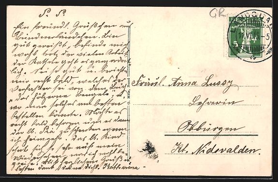 Cartoline postali: Landquart, Kathol. Kirche mit Gipfelpano – Usato da Berlin venduto da bartko-reher 1