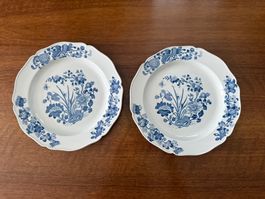 2 Teller blau-weiss Blumenmuster Keramik 24cm guter Zustand