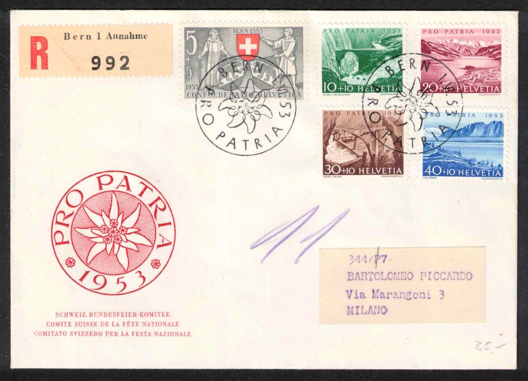 Tutti i francobolli: 1953 Pro Patria FDC – Nuovo (secondo la descrizione) da Nuglar venduto da Stamp88