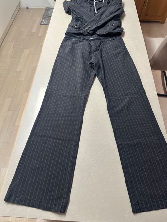 👖 Street One | Jacke & Hose | Dunkelgrau gestreift | Gr.36