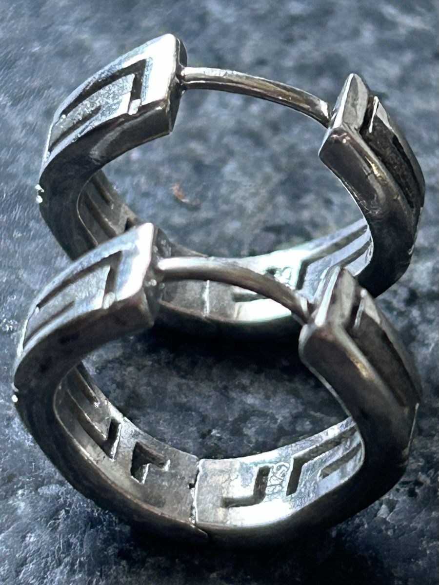Ohrringe & -stecker: 925 Silber Klappcreolen mit geometrischem Design – Gebraucht aus Luterbach von Magnesium3 5