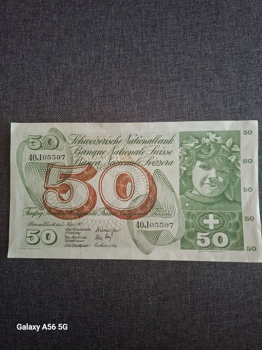 Banknoten: Billet 50.- 7 mars 1973 40J05597 – Neu (gemäss Beschreibung) aus Lonay von SILLOT68