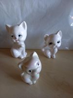 3er Set Vintage Keramik Katzenfiguren, Deko, für Sammler
