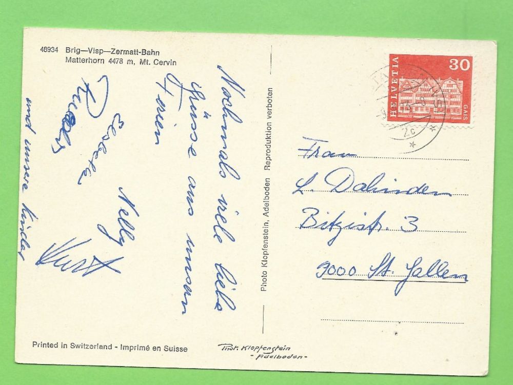 Cartoline postali: Brig-Visp-Zermatt-Bahn – Usato da Zürich venduto da t24_de 1