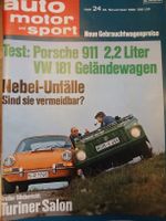 Porsche 911 2,2L VW 181 im Auto Motor u Sport vom 22,11 1969