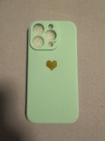 iPhone 15 Pro Hülle Mint Silikon Gold Herz NEU