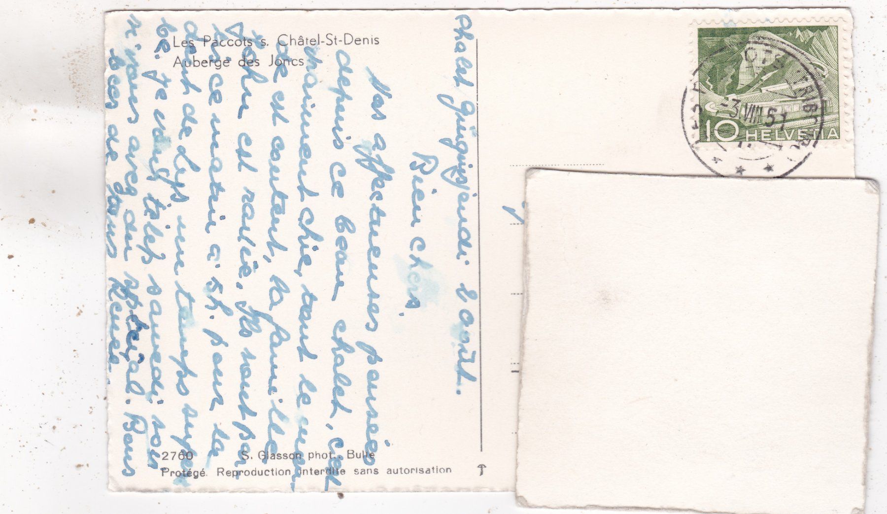 Cartoline postali: Les Paccots s Châtel-St-Denis Auberge de Joncs 1951 – Usato da Herisau venduto da Lisegrat2008 1