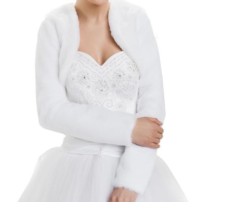 Weisses Kunstfell Jäckchen, Gr. 38 Hochzeit Festlich