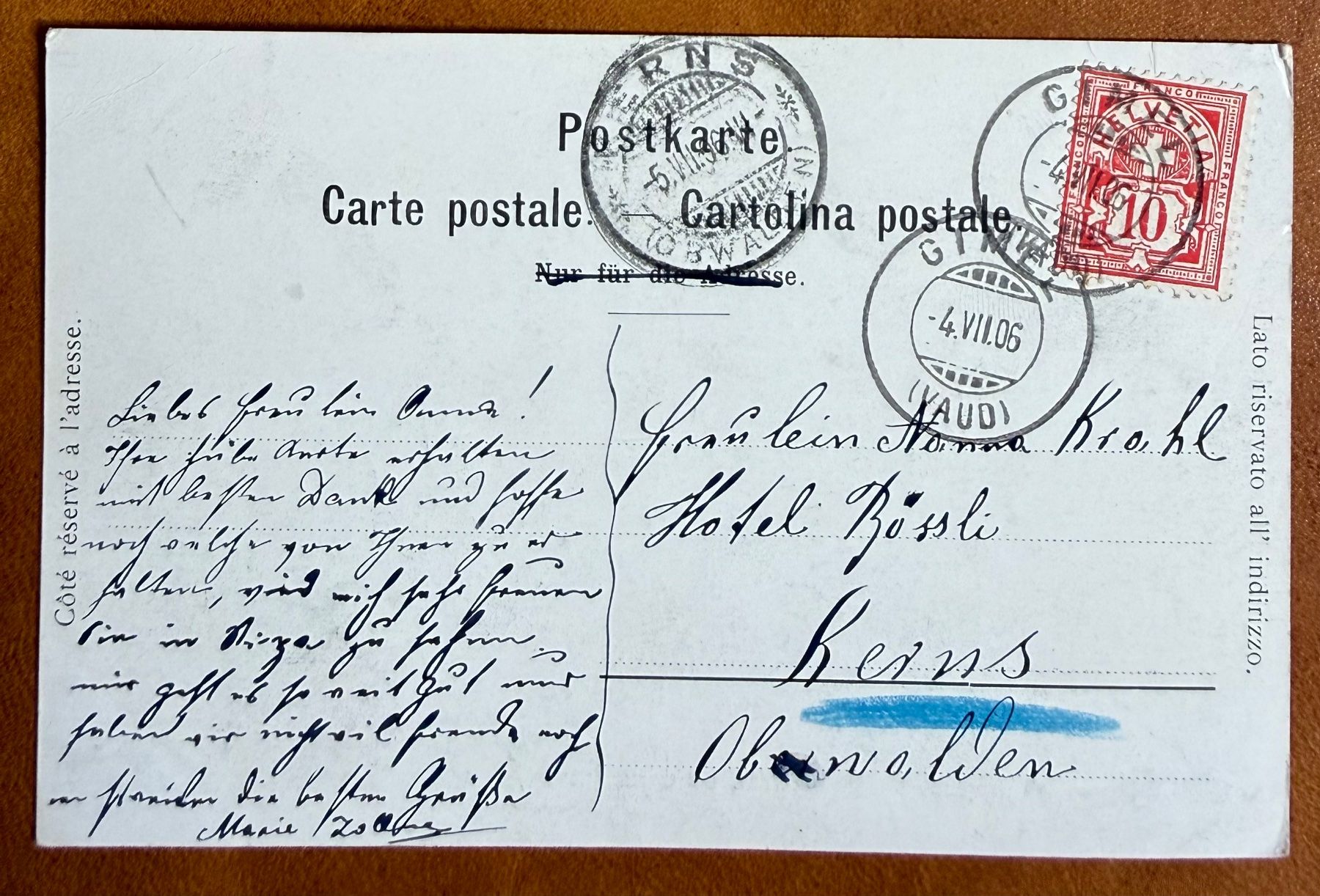 Cartoline postali: Caux - Hôtel en hivers 1906 – Usato da Lutry venduto da Ediego 1
