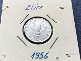 Italia, 2 Lire 1956 selten Jahrgang  VZ ++